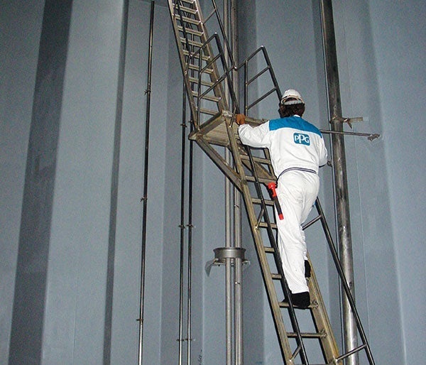 A man climbing a ladder