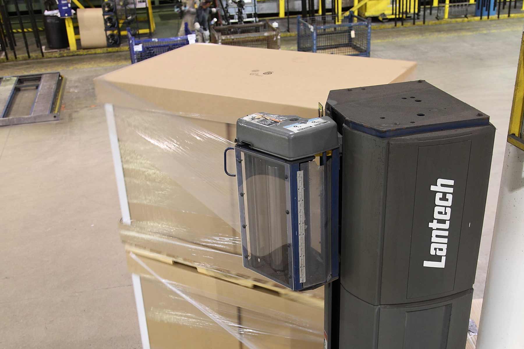 A large box with a plastic wrap around it