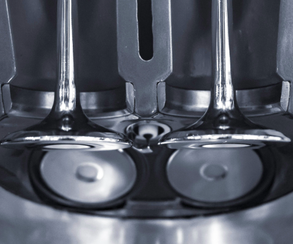 Silver engine pistons