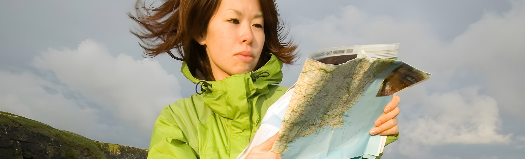 Woman looking at map