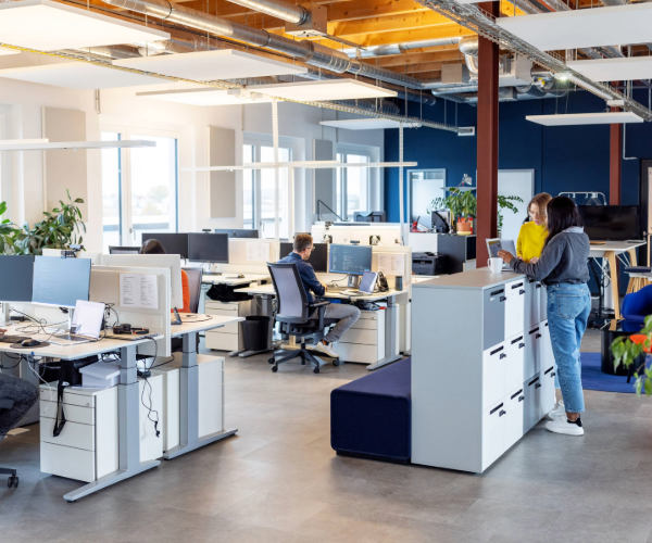 Office setting with metal office furniture 