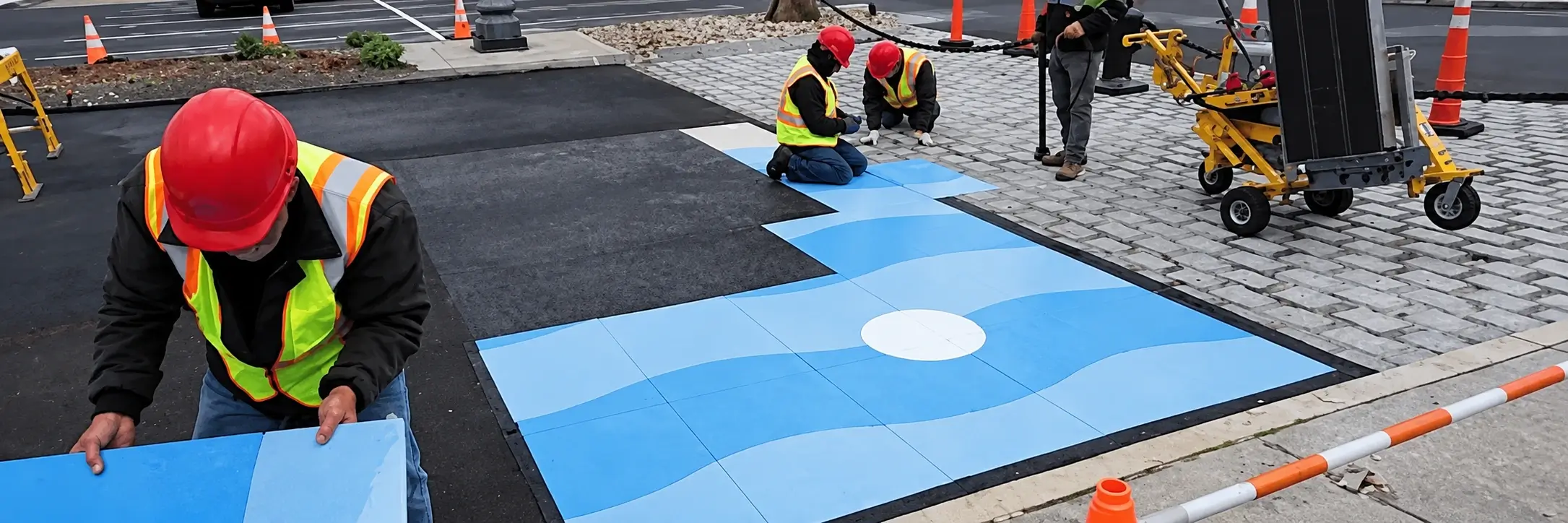 Paso peatonal PPG TrafficPatterns en Calf Pasture Beach, Norwalk, Connecticut