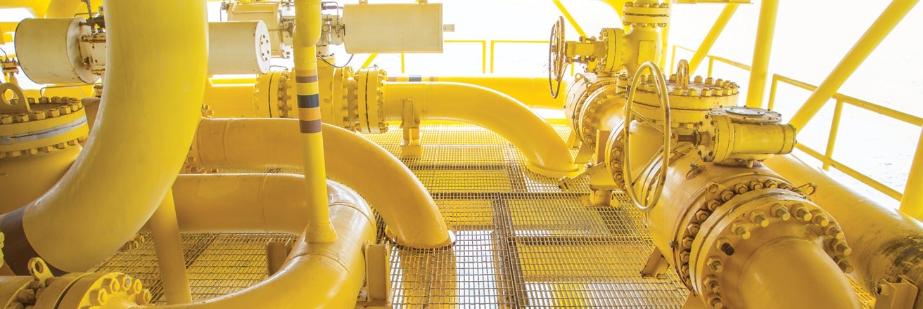 Pipework covered with yellow coatings