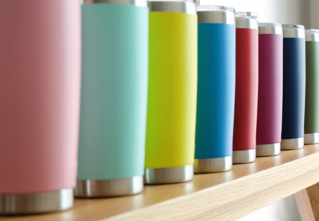 Colored insulated drinkware