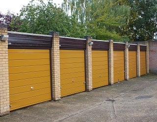 A row of garage doors