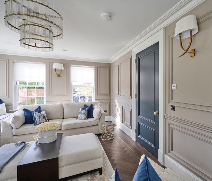 Beige room with Blue door