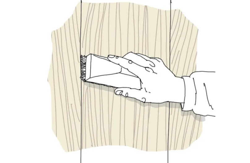 Borsta innan lasering av träfasad Alcro