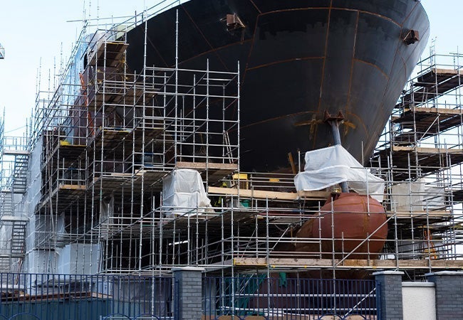 A large ship under construction