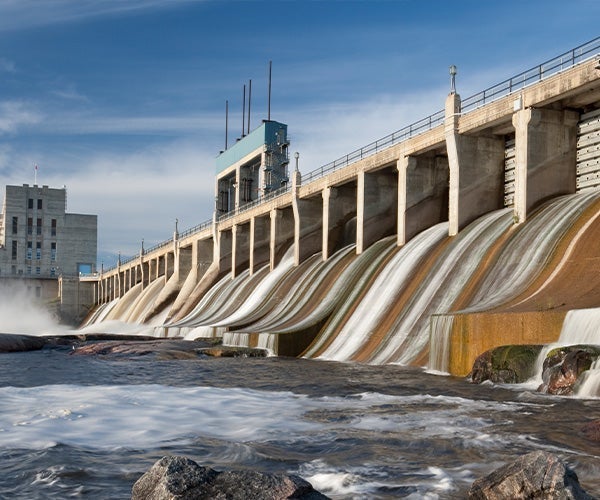 A water flowing over a dam