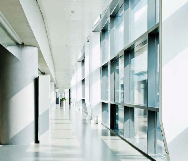 Long hallway with windows