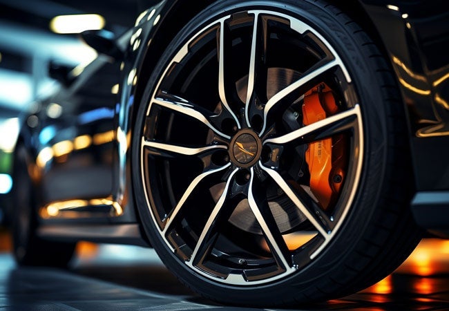 Automotive wheel on a car.