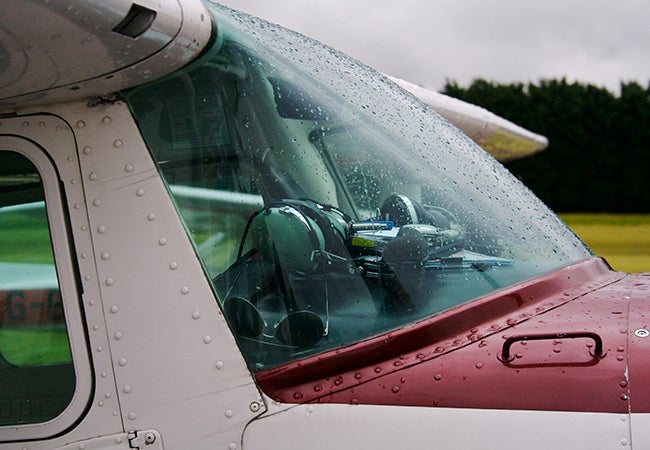 PPG Hydroskip on an aircraft windshield