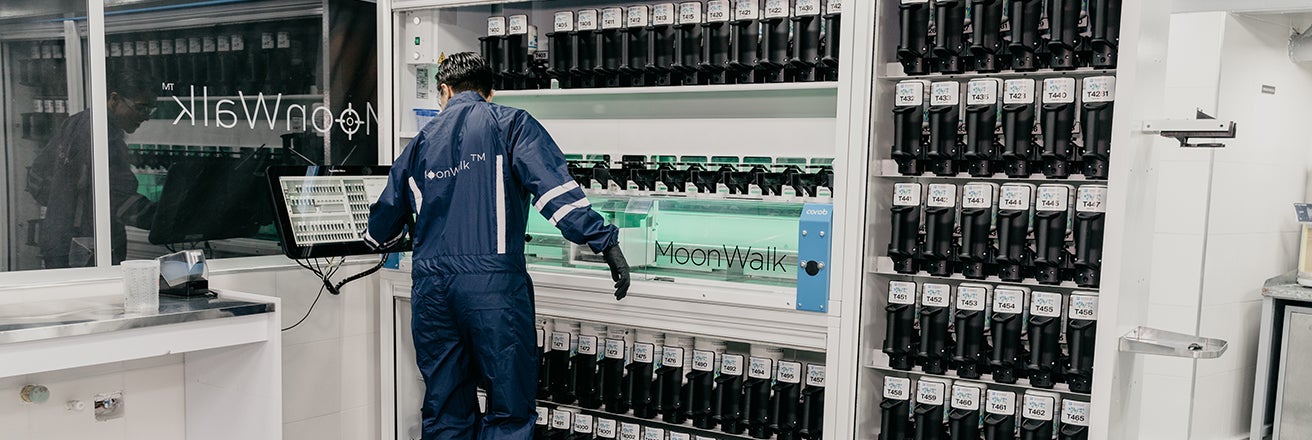 Worker using Moonwalk system