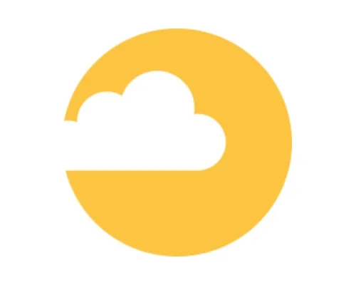 Un cercle jaune avec un nuage blanc au milieu