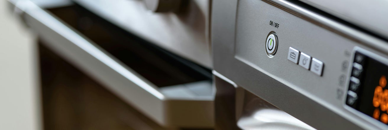 View of grey appliances with digital screens