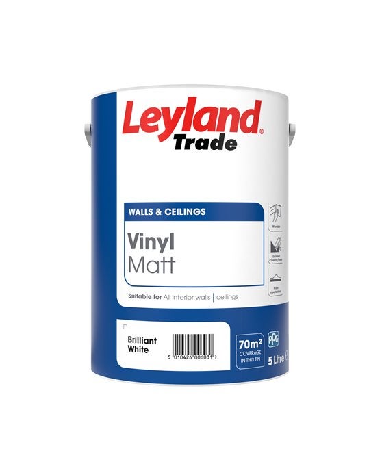 A can of Leyland Trade Vinyl Matt paint