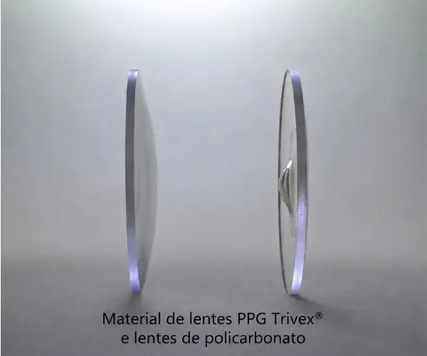 Material de lente PPG Trivex e lentes de policarbonato