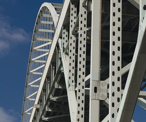 Bridge painted in white protective coating