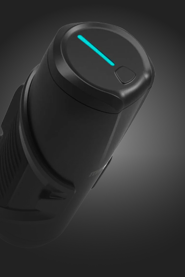 Schwarzer E-Bike-Akku im Trinkflaschenformat.