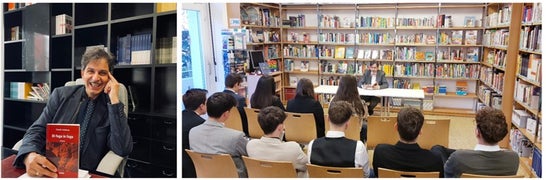 Claudio Calabrese bei seiner Buchpräsentation in der Schulbibliothek Kaiserhof