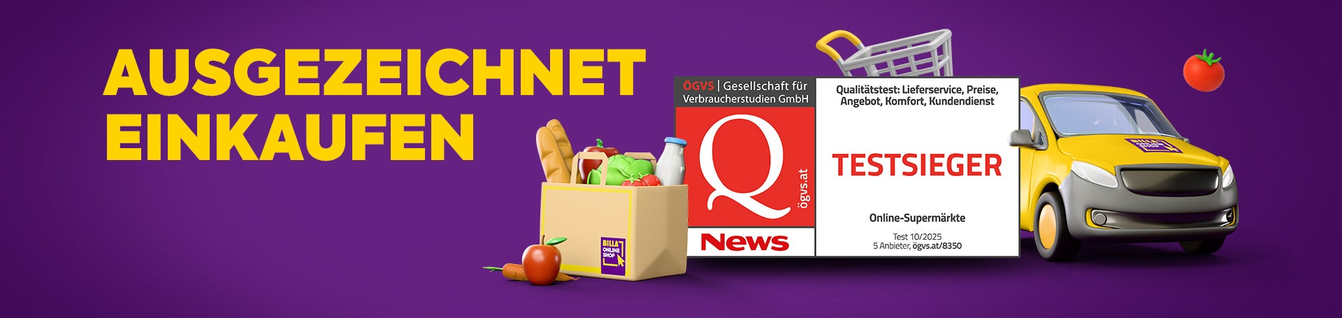 Ausgezeichnet einkaufen - Testsieger Online-Supermärkte 2025 der ÖGVS