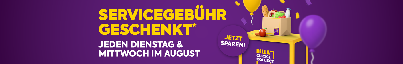 Servicegebühr geschenkt! Jeden Dienstag & Mittwoch im August*