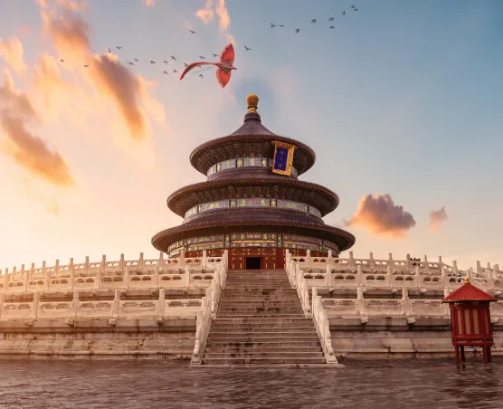 Temple of Heaven with a pagoda and a staircase