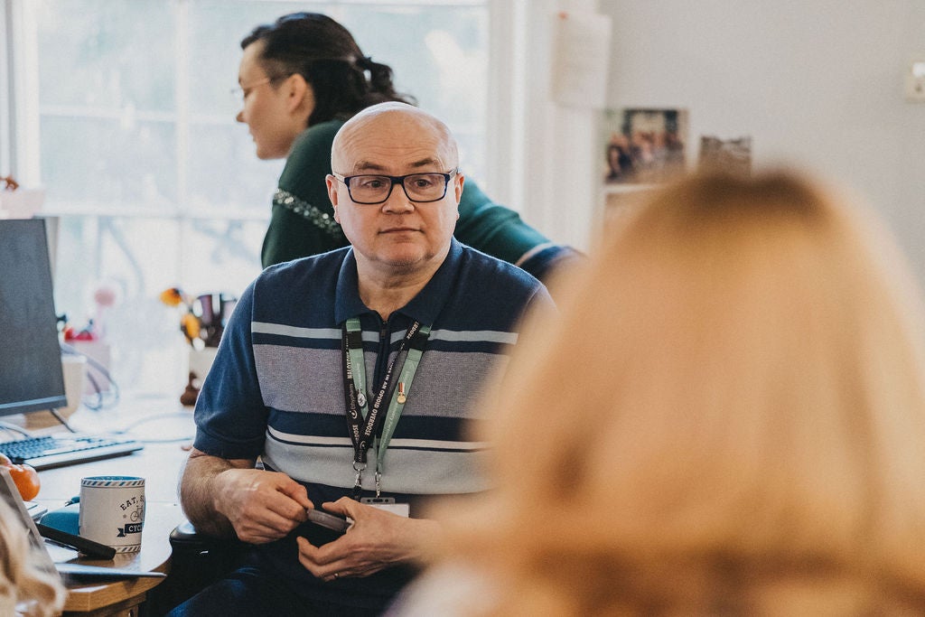 A man sitting in a chair