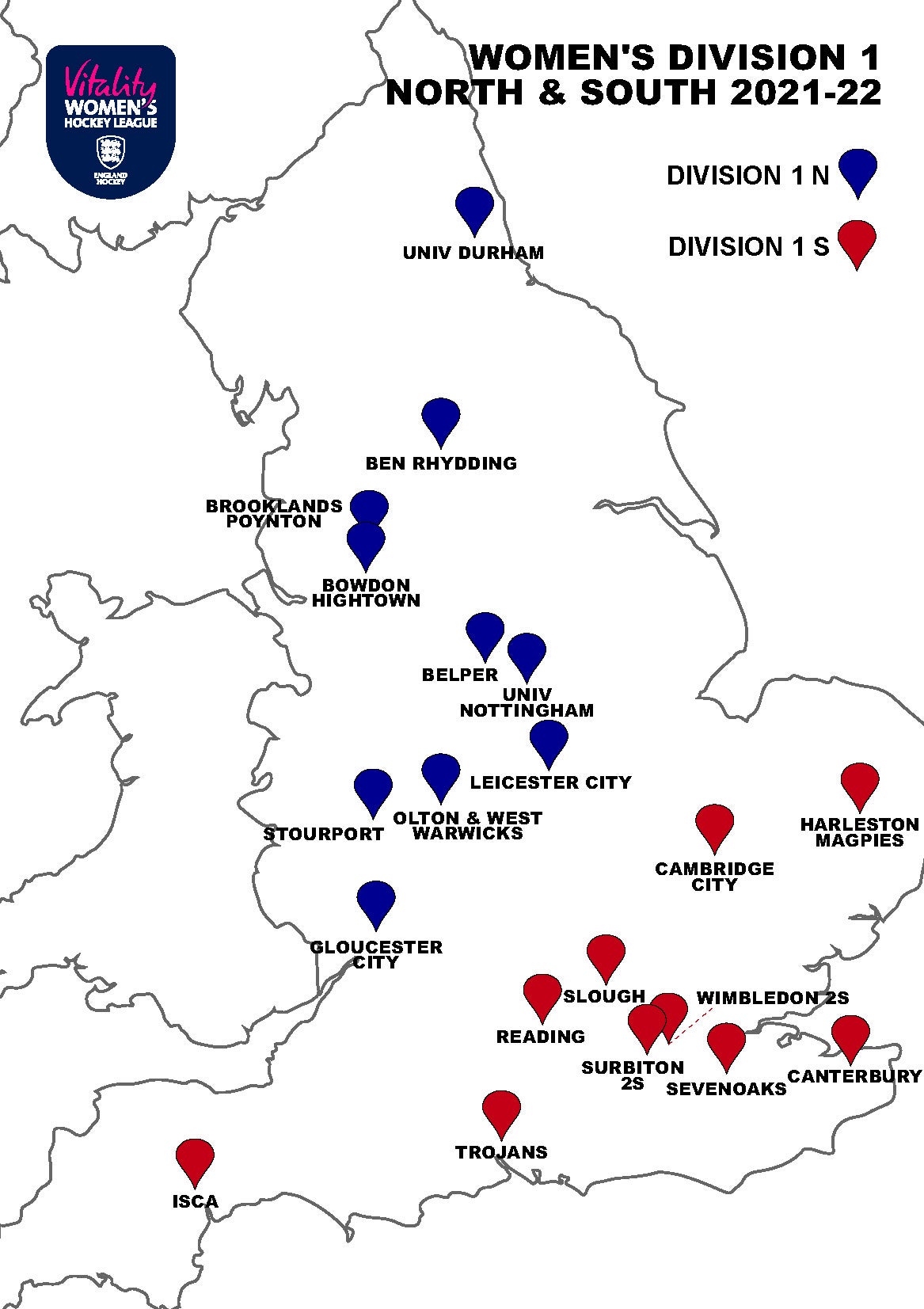 Womens Division EHL Divisions Maps