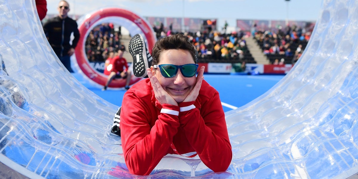 Hockey Maker Smiling on the hamster wheel 