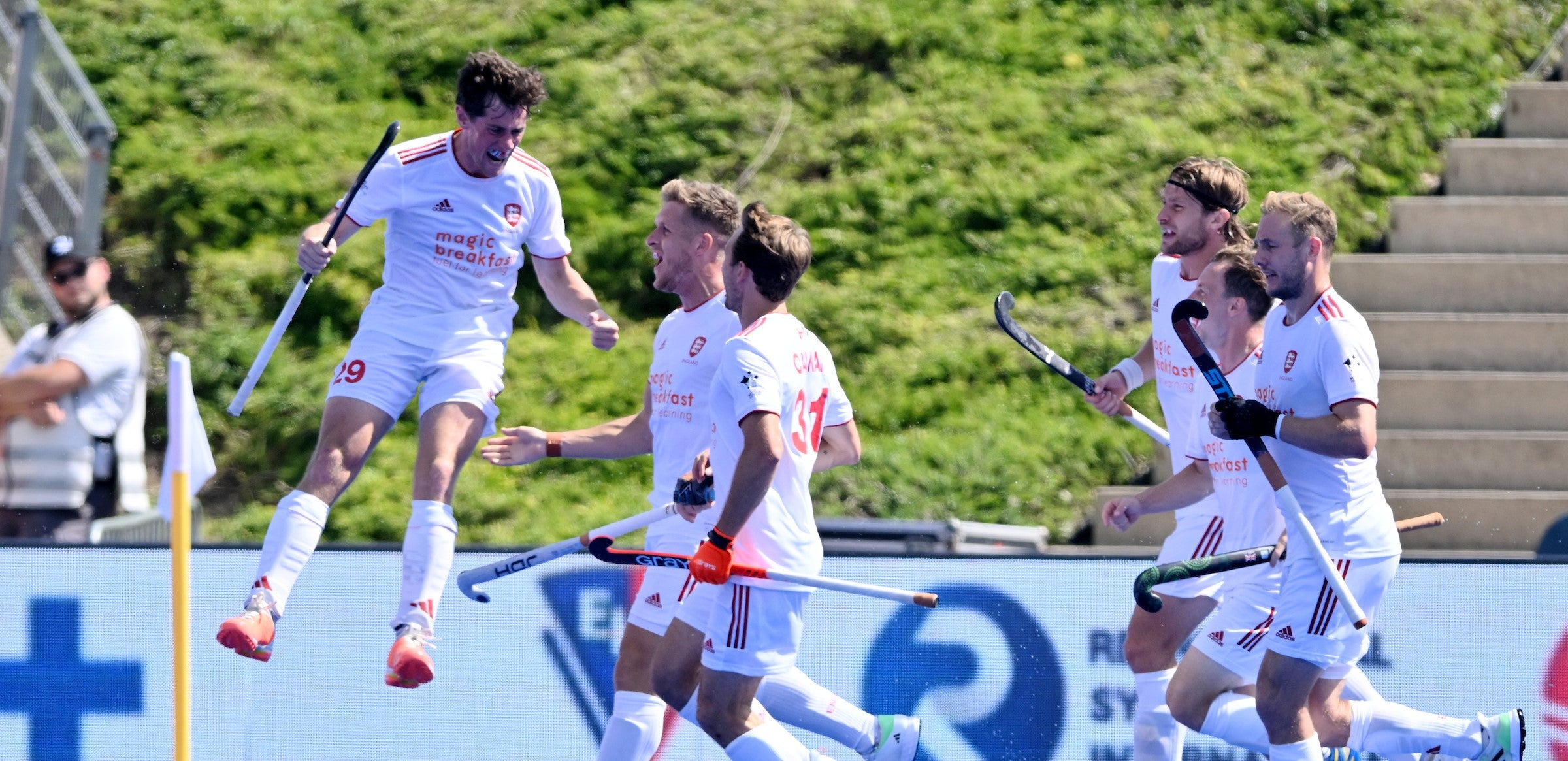England Men's Team celebrate goal 