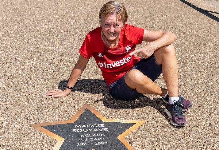 Maggie Souyave with her star at the Hockey World Cup London 