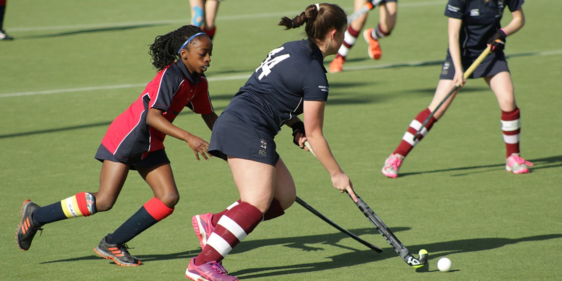 Girls playing hockey at the Girls Schools Championships 2020
