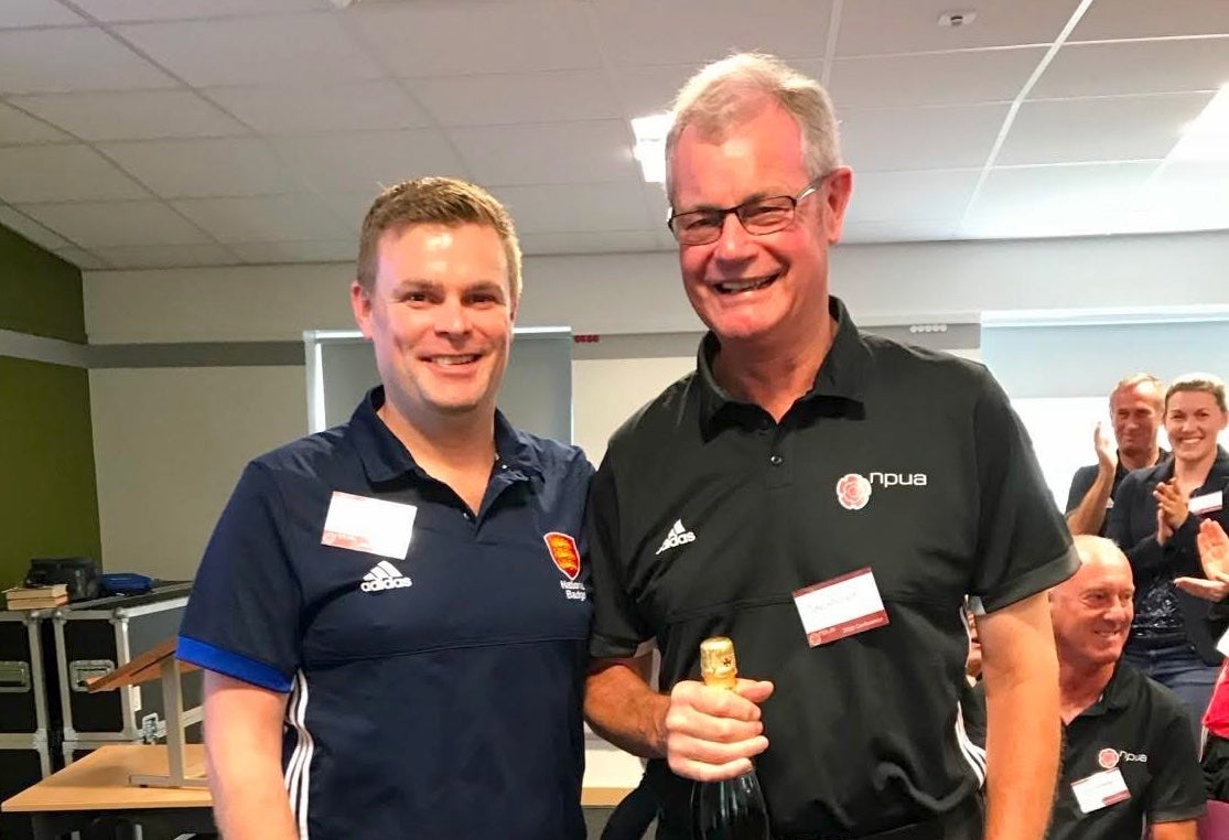 John receiving his NPUA Umpire support award. (Credit NPUA)