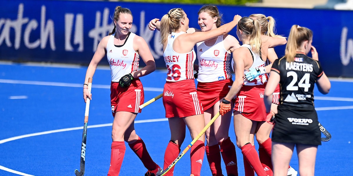 England celebrate scoring against Germany in Monchengladbach