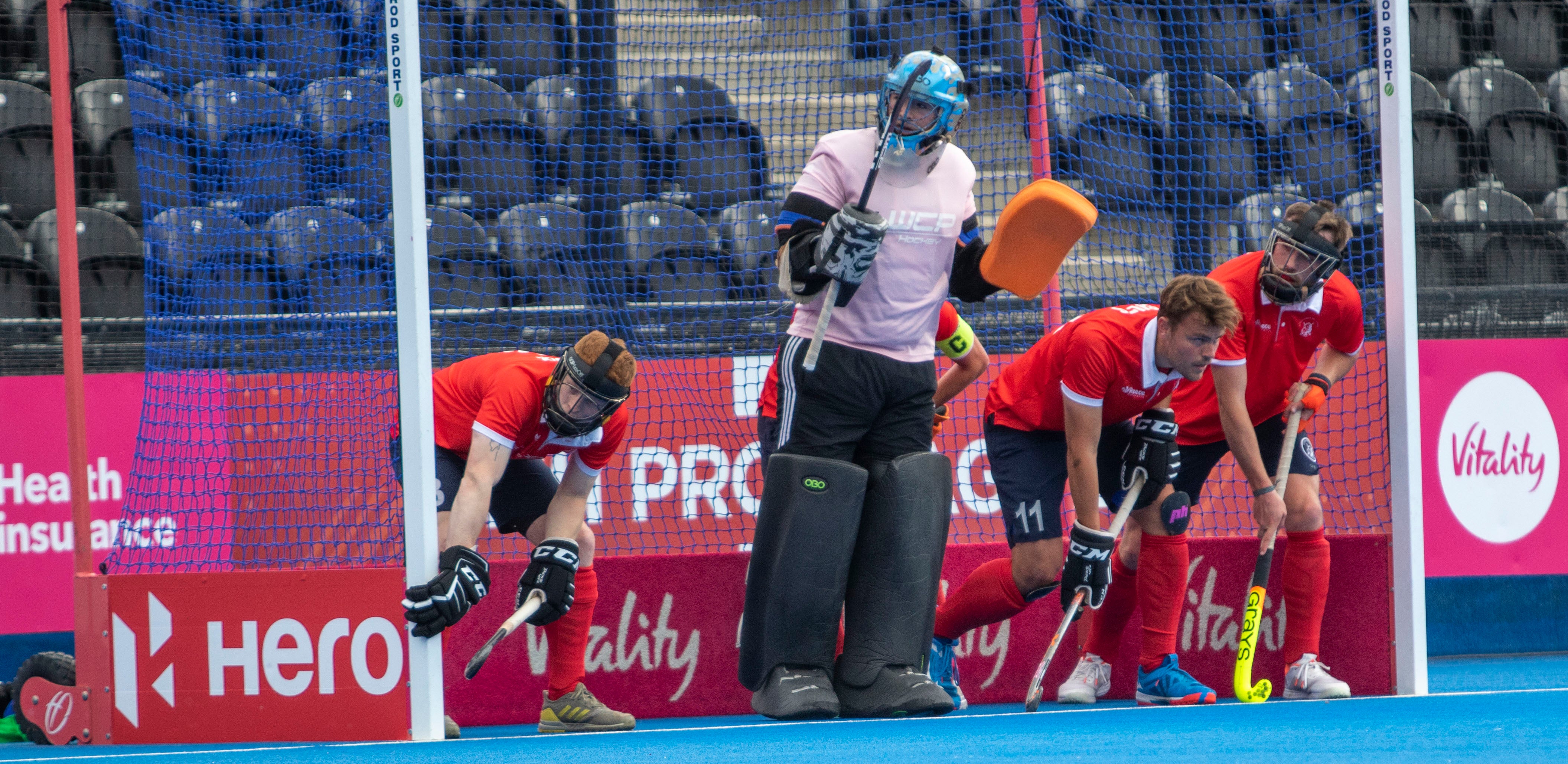 Oxted Hockey Club defending a penalty corner