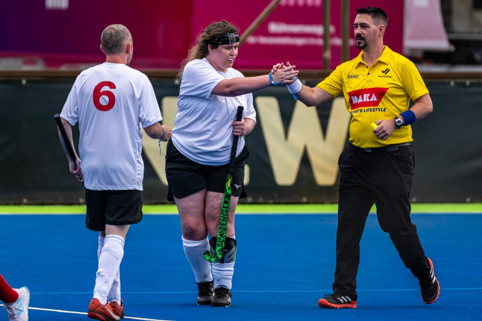 Sophie%20umpire - England: Sophie's Story | Flyerz Hockey - Sophie has always enjoyed sports but because of her epilepsy and learning disability, it hasn’t been easy for her to fit into clubs and teams as they didn’t seem to have the understanding of disability in sports. 