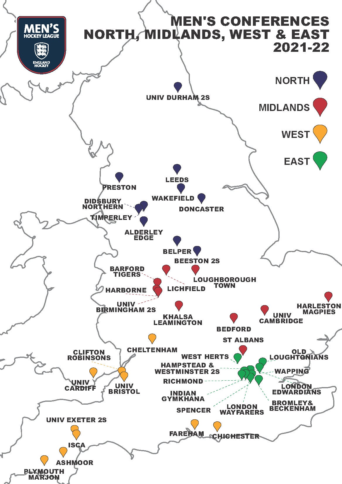 Mens Conference EHL Divisions Maps