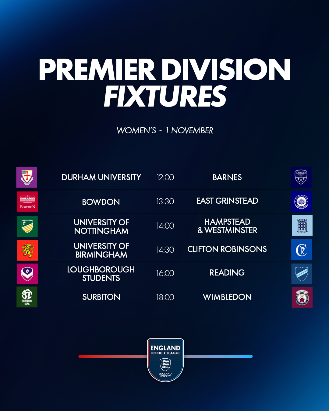 - England: EHL Premier Division Preview | Week 8 - Womens Premier Division