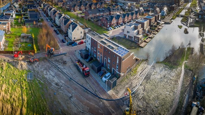 Luchtfoto van een bouwplaats