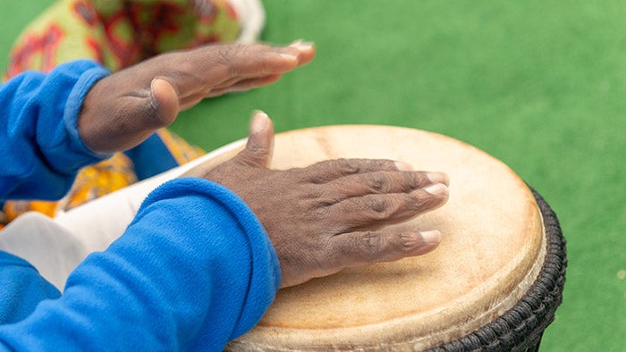 Close up of man drumming