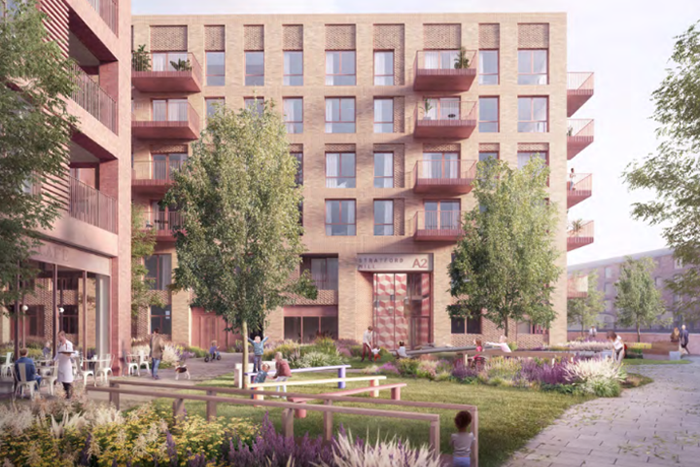 CGI image of new homes in Stratford