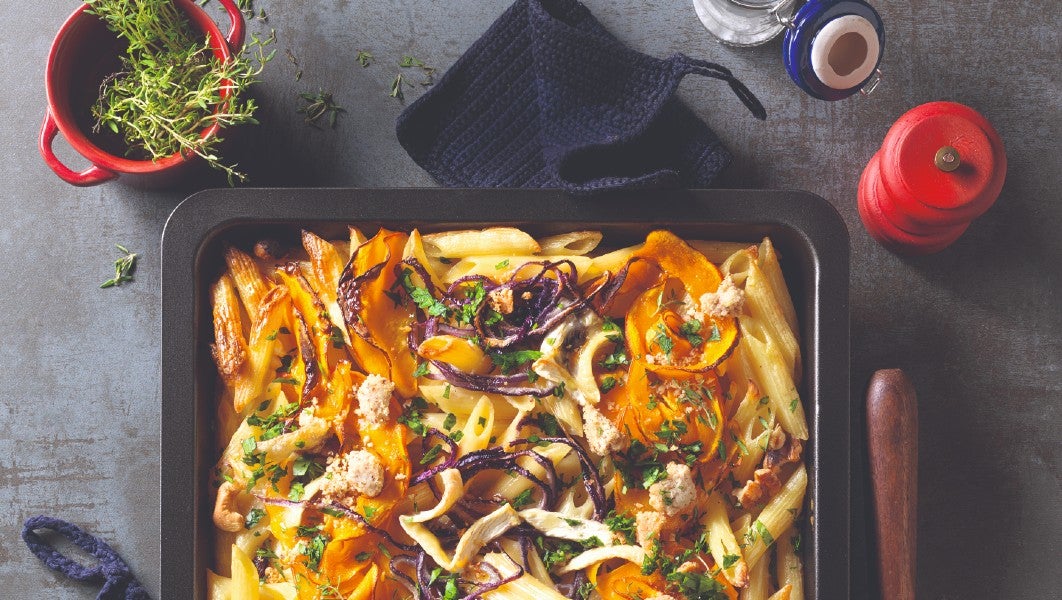 Penne-Auflauf mit Hokkaido-Kürbis und Brie