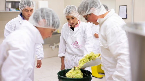 Schüler beim Herstellen von Produkten an der Fachschule für Landwirtschaft Dietenheim