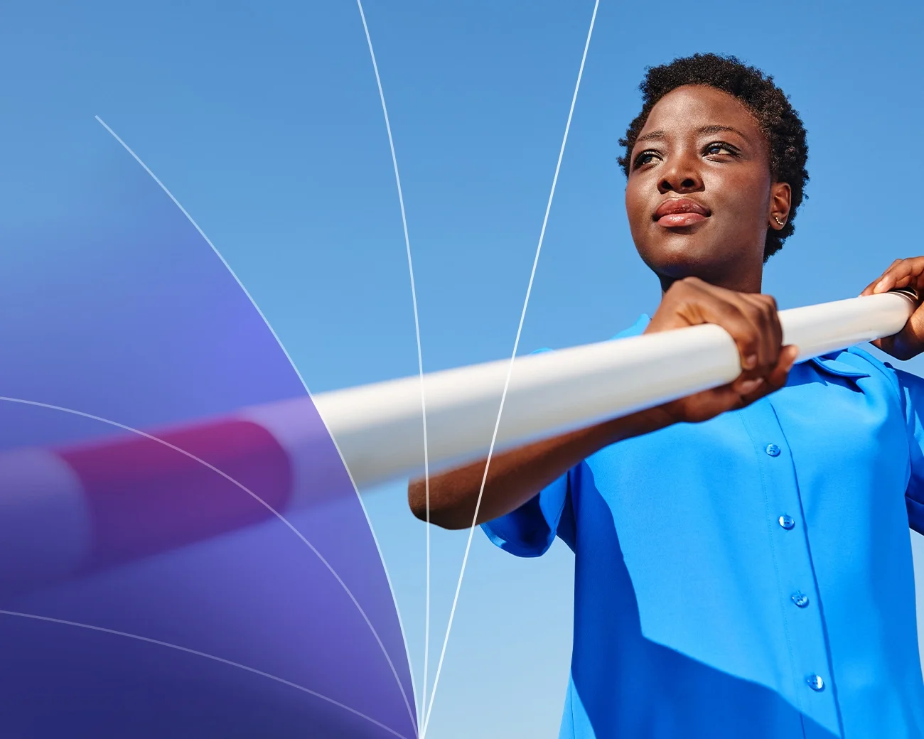 Donkere zakenvrouw met polsstok