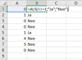 Opbouw formule EXCEL