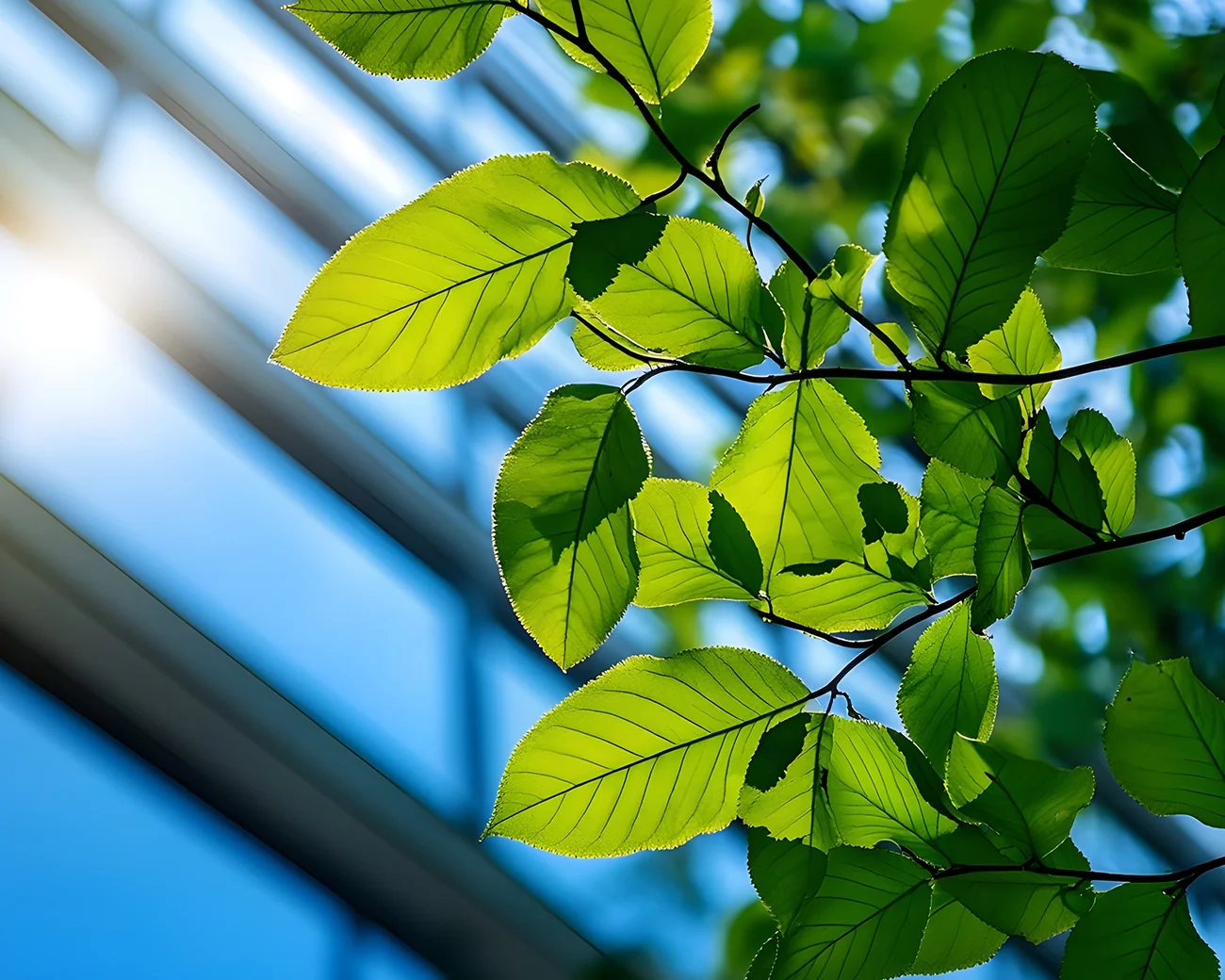 Plant met op de achtergrond een gebouw