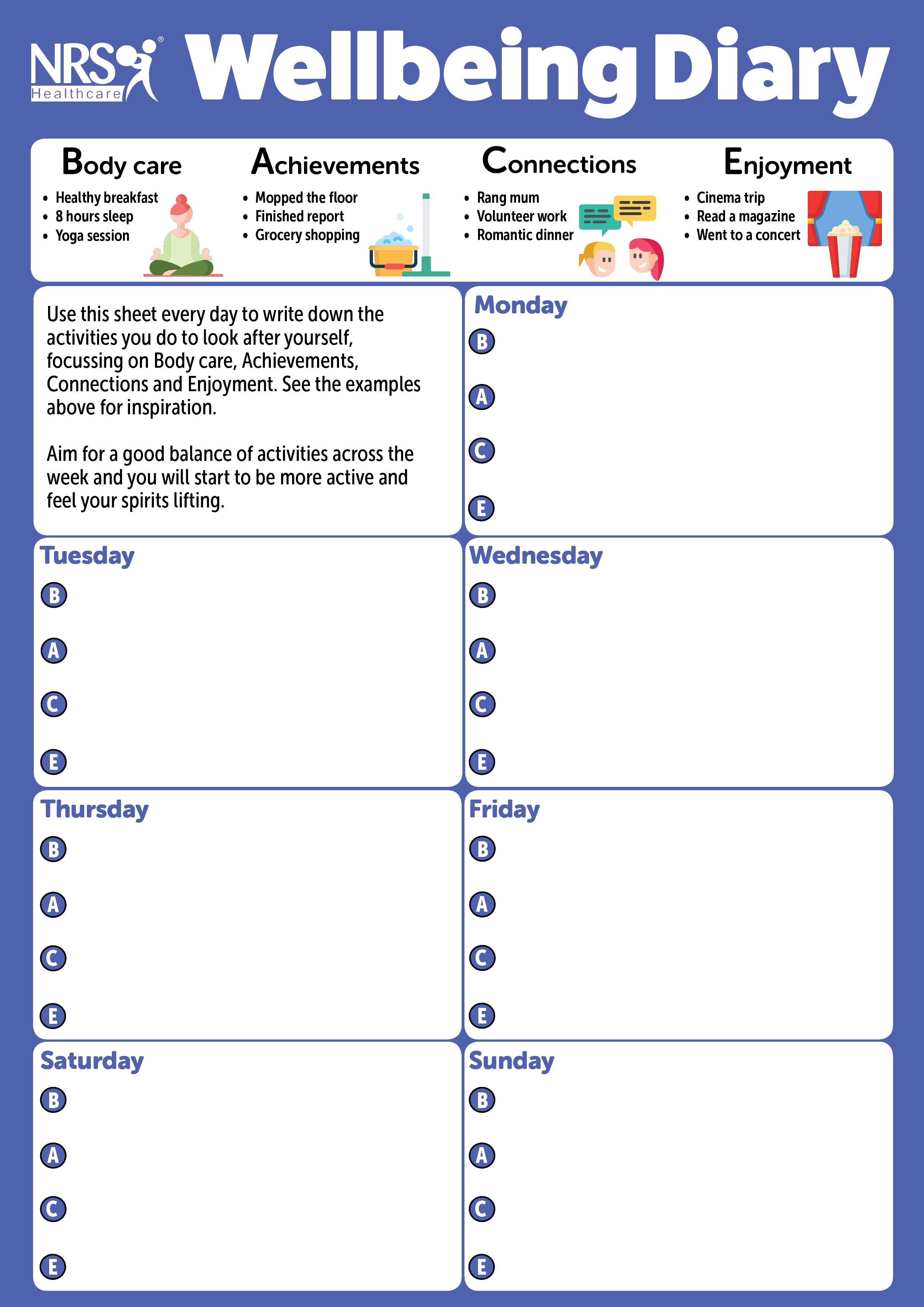 Your personal wellbeing diary to help reduce stress NRS Healthcare Pro