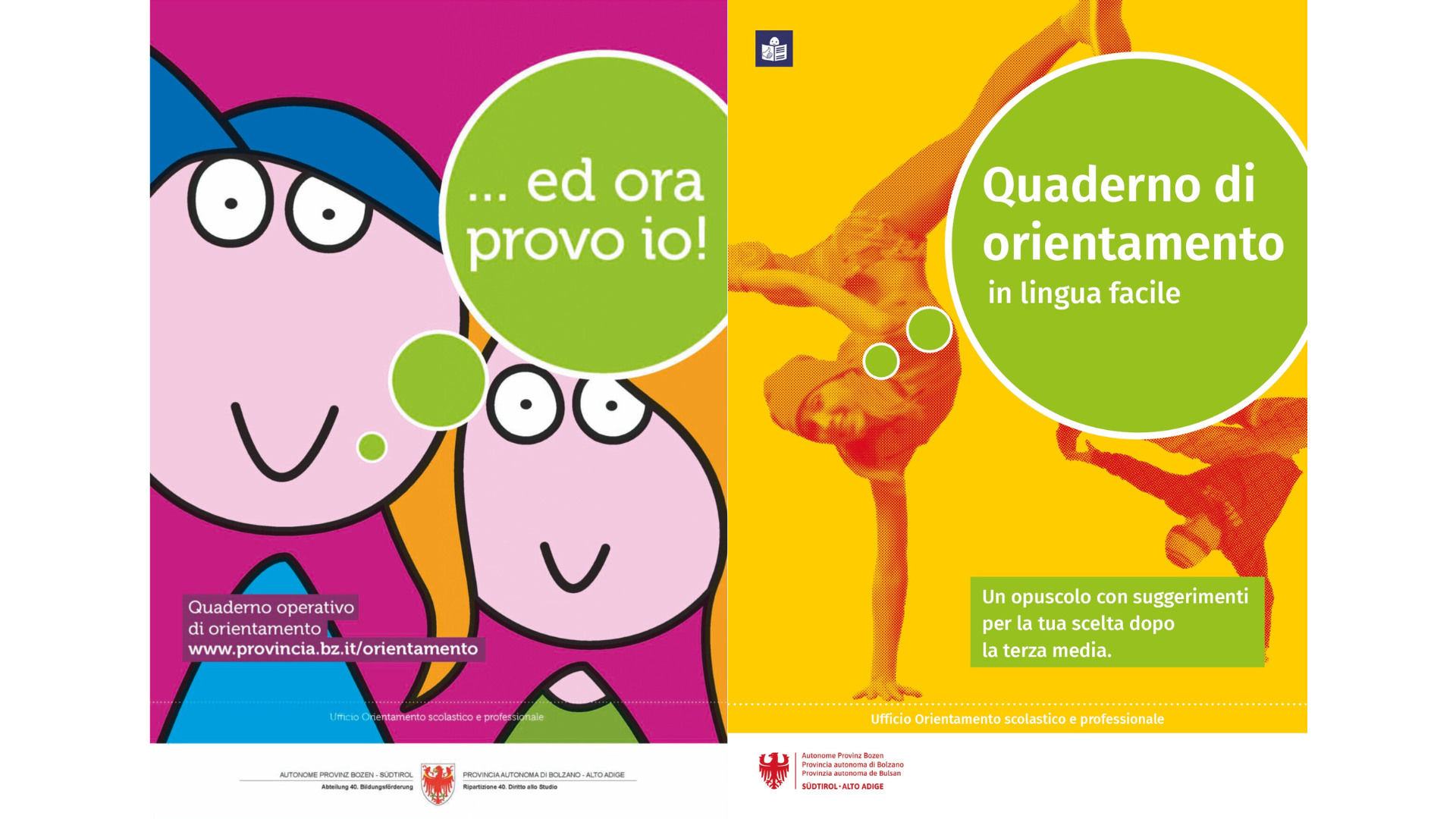 L'immagine mostra i quaderni operativi di orientamento.