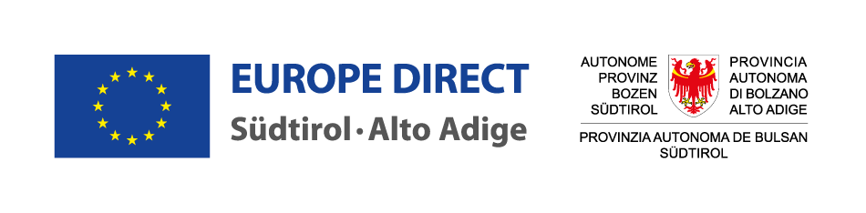 Das sind das Logo von Europe Direct und das Logo von der Provinz Bozen-Südtirol.